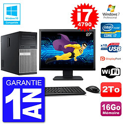 PC Tour DELL 9020 Ecran 27" Core i7-4790 RAM 16Go Disque 2To Graveur DVD Wifi W7 - Occasion