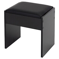 Ecd Germany Tabouret de maquillage noir, 40x43x29,5 cm, en aggloméré