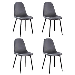 Hooma Lot de 4 chaises scandinaves confortables en velours et métal - Gris Lot de 4 chaises scandinaves en velours