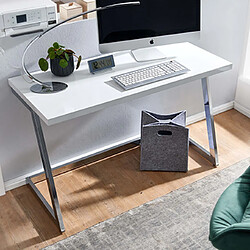 Mes Bureau design 120x55x76 cm blanc et argent