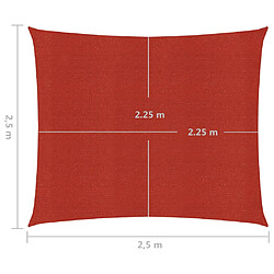 vidaXL Voile d'ombrage 160 g/m² Rouge 2,5x2,5 m PEHD pas cher