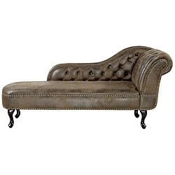 Beliani Méridienne Chesterfield marron côté droit NIMES