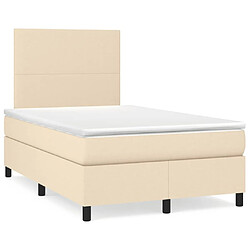 Maison Chic Lit adulte- Lit + matelas + LED,Sommier à lattes de lit matelas et LED crème 120x190 cm tissu -GKD79296