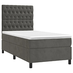 Avis Maison Chic Lit Adulte - Lit simple Lit à sommier tapissier et matelas moelleux - Meuble de Chambre - Gris foncé 80x200 cm Velours -MN84547