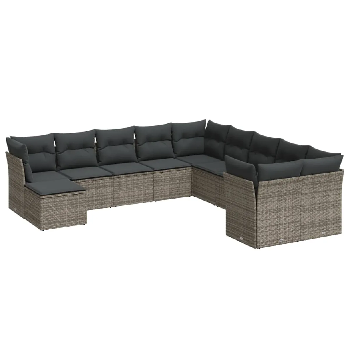 vidaXL Salon de jardin 11 pcs avec coussins gris résine tressée