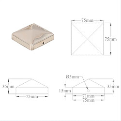 vidaXL Bouchons de poteau de clôture pyramidaux 6 pcs Inox 71x71 mm pas cher