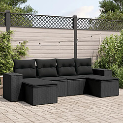 Maison Chic Salon de jardin 6 pcs avec coussins | Ensemble de Table et chaises | Mobilier d'Extérieur noir résine tressée -GKD90106