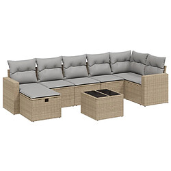 vidaXL Salon de jardin avec coussins 8pcs mélange beige résine tressée