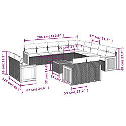 Avis vidaXL Salon de jardin avec coussins 14 pcs beige résine tressée