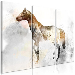 Decoshop26 Tableau toile de décoration murale impression premium en 3 parties sur châssis en bois motif Destrier ardent 120x80 cm 11_0015153