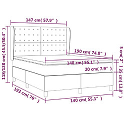 vidaXL Sommier à lattes de lit avec matelas Noir 140x190 cm Similicuir pas cher