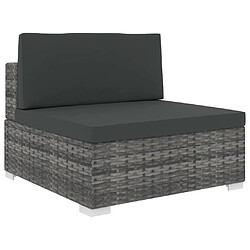 vidaXL Siège central sectionnel 1 pc et coussins Résine tressée Gris 