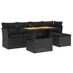 Maison Chic Ensemble Tables et chaises d'extérieur 6pcs avec coussins,Salon de jardin noir résine tressée -GKD966942