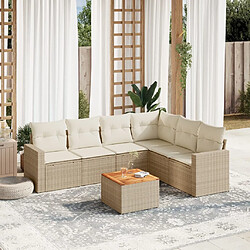 vidaXL Salon de jardin avec coussins 7 pcs beige résine tressée 