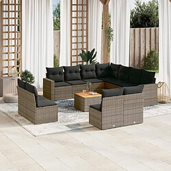 Maison Chic Salon de jardin avec coussins 12 pcs | Ensemble de Table et chaises | Mobilier d'Extérieur gris résine tressée -GKD36097