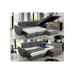 Avis VENESETTI Canapé d'angle convertible en tissu velours Prestige, gris, 5 places, angle droit (vu de face) , TRESOR