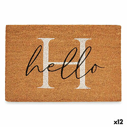 Gift Decor Paillasson Hello Blanc Naturel 60 x 1 x 40 cm (12 Unités) 