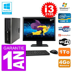 PC HP 6200 SFF Ecran 27" Intel i3-2120 RAM 4Go Disque 1To Graveur DVD Wifi W7 · Occasion 