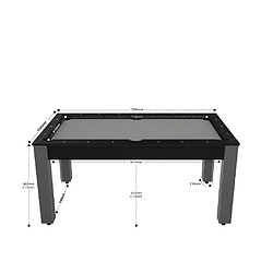 De Faugères Table de Billard Texas 6 Pieds Convertible en Table à Manger pour 6 Noir / Argent