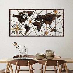 Hanah Home Décoration murale en bois et métal World Map.