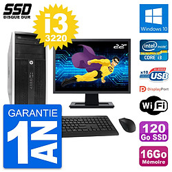 PC Tour HP 6300 CMT Ecran 22" Intel i3-3220 RAM 16Go SSD 120Go Windows 10 Wifi · Occasion 