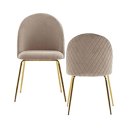 Mes Lot de 2 chaises repas 53x50x86 cm en velours beige et métal doré