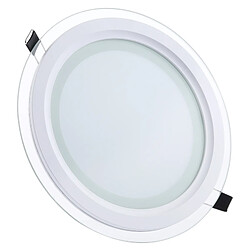 Wewoo Lampe ronde en verre de voyant de la lumière blanche 20cm 18W avec le conducteur de LED, flux lumineux: 1480LM, CA 85-265V, taille de découpe: 16.5cm