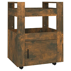 Maison Chic Desserte de cuisine | Chariot de cuisine | Meuble de rangement roulant Chêne fumé 60x45x80 cm Bois d'ingénierie -GKD76179