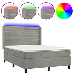 vidaXL Sommier à lattes de lit matelas et LED Gris clair 140x190 cm