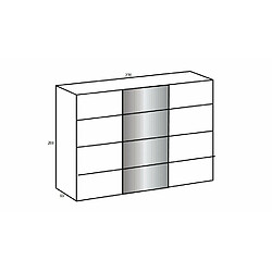 Inside 75 Armoire GRANA 3 portes coulissantes coloris graphite porte centrale verre noir