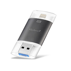 Wewoo Clé USB iPhone iDisk 3 en 1 32G Type-C + Lightning 8 broches + USB 3.0 double cache métal disque flash avec fonction OTG (noir) 