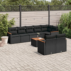 Maison Chic Ensemble Tables et chaises d'extérieur 9 pcs avec coussins,Salon de jardin noir résine tressée -GKD138593