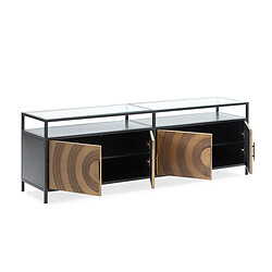 Buffet Thai Natura Noir Doré Métal Verre Fer 183 x 61 x 43 cm