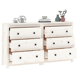 Acheter Maison Chic Buffet,Meuble de Rangement,commode pour salon,Cuisine Blanc 140x35x80 cm Bois massif de pin -MN47523