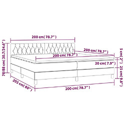 vidaXL Sommier à lattes de lit et matelas et LED Bleu 200x200 cm Tissu pas cher