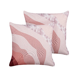 Beliani Lot de 2 coussins de jardin avec motif abstrait 45 x 45 cm rose CAMPEI