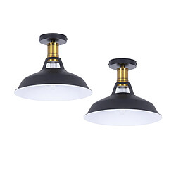 Stoex (2X) Lampe de Plafond Rétro Plafonnier en Fer Métallique Luminaire Plafonnier D'Intérieur Vintage E27 Pour Chambre À Coucher, Restaurant (Noir) 