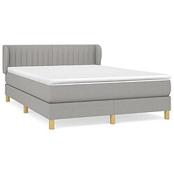 vidaXL Sommier à lattes de lit avec matelas Gris clair 140x200cm Tissu