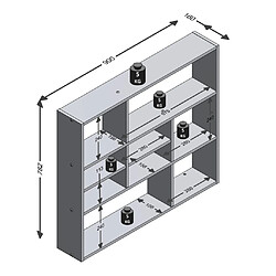 Mes Etagère murale 9 niches 90x16x78,2 cm chêne et blanc pas cher