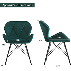 Avis Decoshop26 Lot de 2 chaises de salle à manger en tissu velours vert couture triangle pieds en métal design Eiffel CDS09333