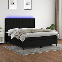 vidaXL Sommier à lattes de lit et matelas et LED Noir 160x200 cm Tissu 