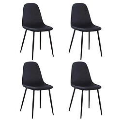 Hooma Lot de 4 chaises scandinaves confortables en velours et métal - Noir