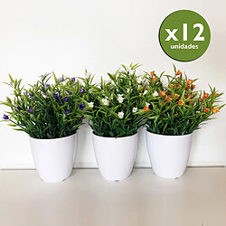 Wellhome 12 Plantes artificielles avec Fleurs 23 cm avec Pot