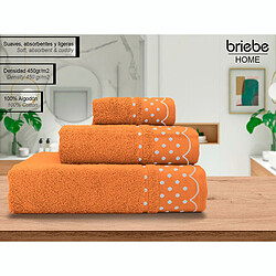 Lot de 3 Serviettes de Bain 100% Coton Éponge 450g Absorbants 3 Tailles, Orange, , Orange, Briebe, Polka Dots