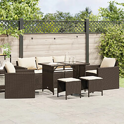 vidaXL Salon de jardin avec coussins 6 pcs marron résine tressée 