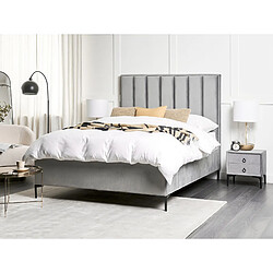 Beliani Ensemble de chambre en velours gris clair avec lit coffre 140 x 200 cm SEZANNE