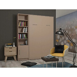 Inside 75 Composition armoire lit escamotable SMART-V2 Taupe mat Couchage 140 x 200 cm