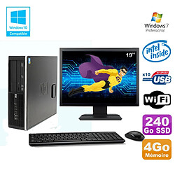 Lot PC HP 8100 SFF G6950 2,8 GHz 4Go 240Go SSD Wifi Graveur W7 Pro Ecran 19" · Occasion 