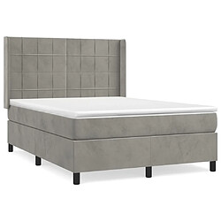 vidaXL Sommier à lattes de lit et matelas Gris clair 140x200cm Velours