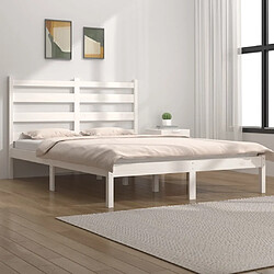 Maison Chic Lit Moderne Chambre - Cadre/structure de lit pour adulte Blanc Bois de pin massif 120x190 cm Petit Double -MN74921